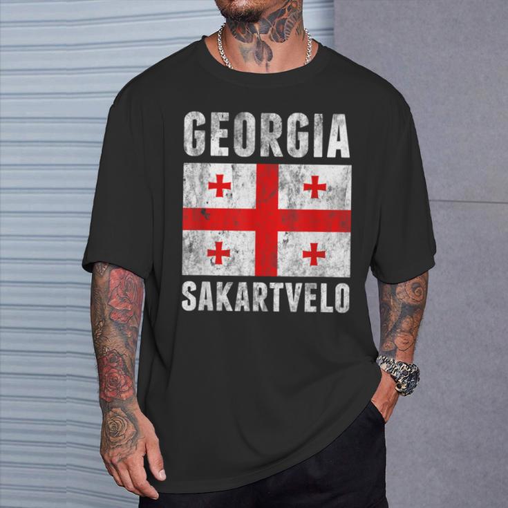 Georgia Georgia Sakartvelo Flag S T-Shirt Geschenke für Ihn