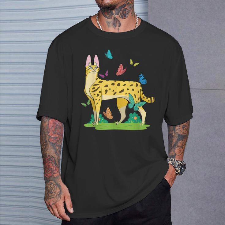 Ginger Serval Big Wild Cats African Animal Big Cat Rescue T-Shirt Gifts for Him