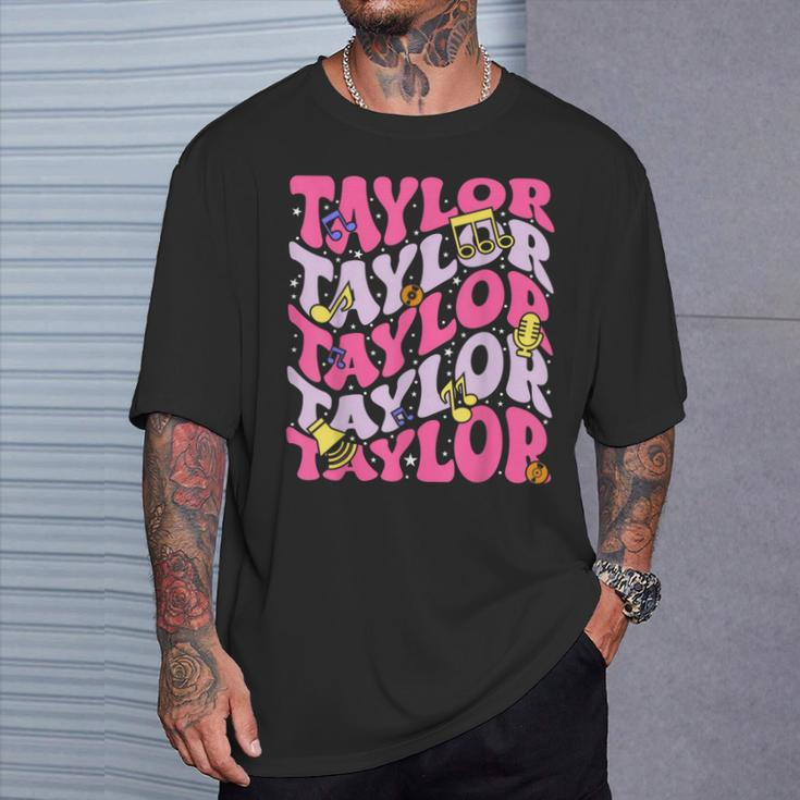 Girl Retro Taylor First Name Personalized Birthday Groovy T-Shirt Gifts for Him