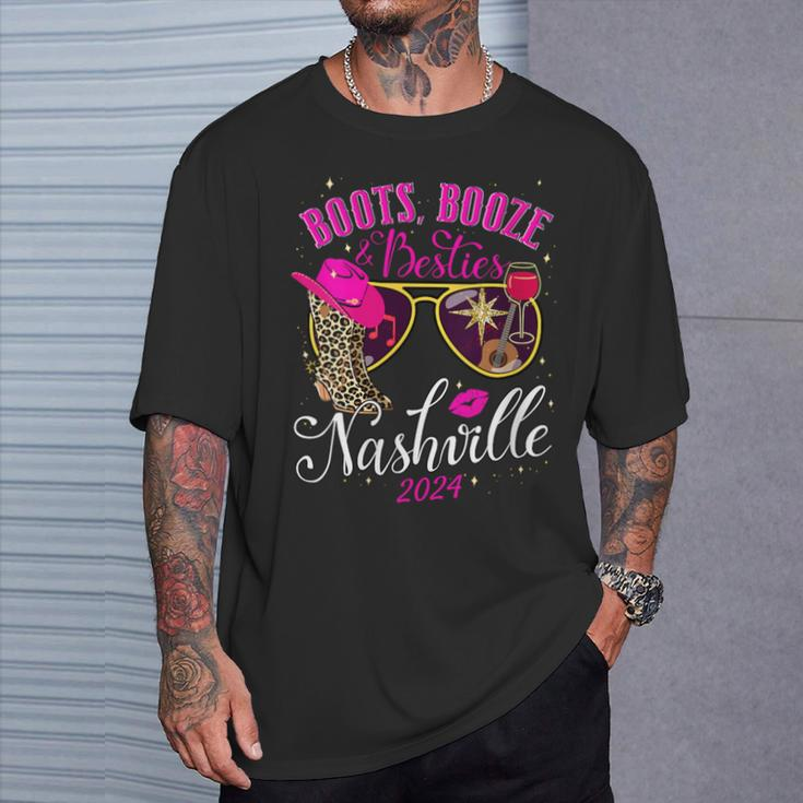 Girls Weekend Girls Trip 2024 Nashville Boots Booze Besties T-Shirt Gifts for Him