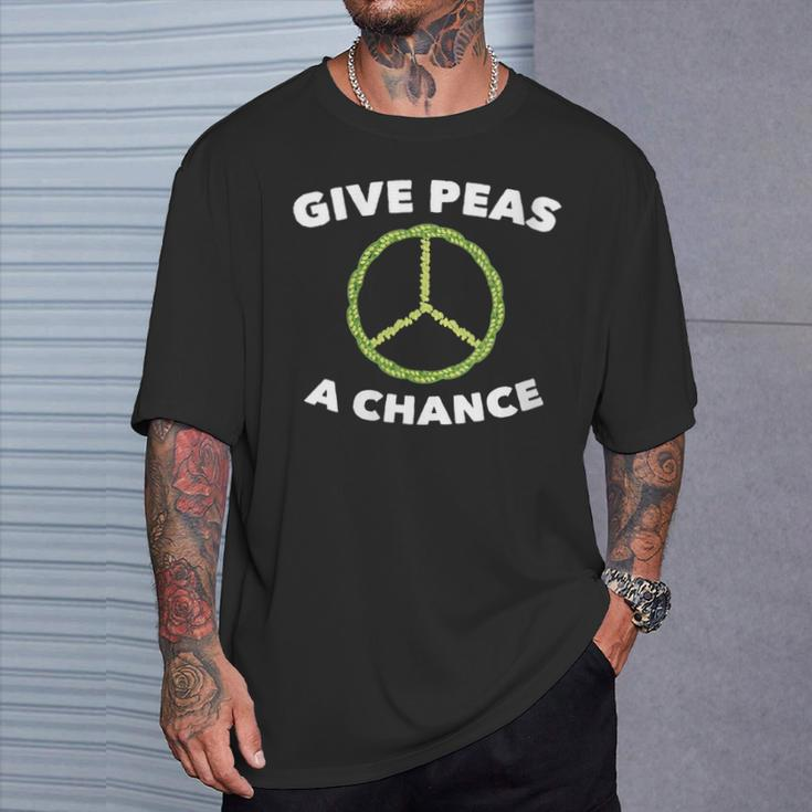 Give Peas A Chance Pun Vegan Vegetarian T-Shirt Gifts for Him