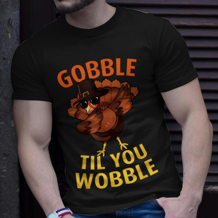 Gobble Til You Wobble Dabbing Turkey Thanksgiving Day T-Shirt Gifts for Him