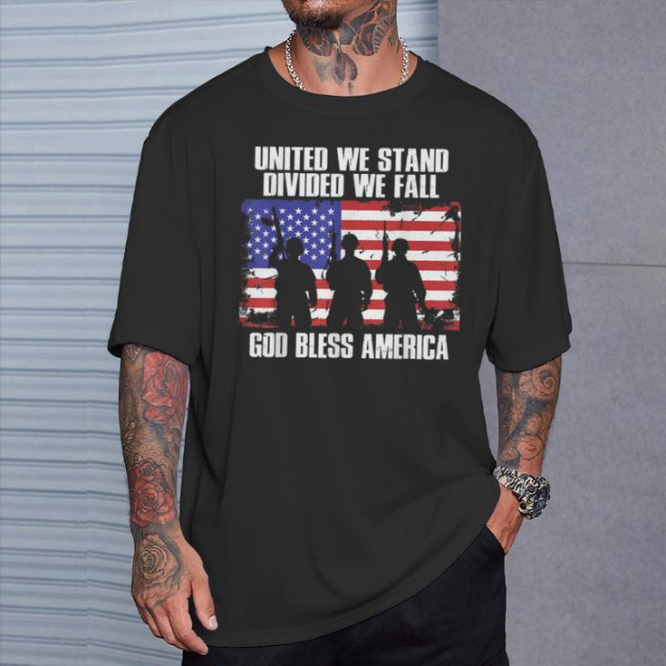 God Bless America United We Stand Divided We Fall T-Shirt Gifts for Him