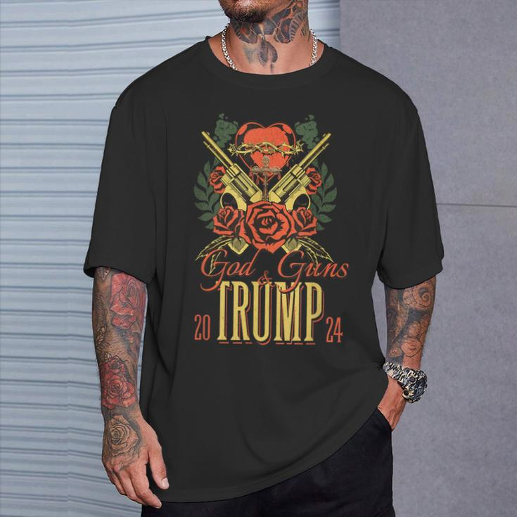 God Guns & Trump 2024 2A Support Short Sleeve T-Shirt Gifts for Him