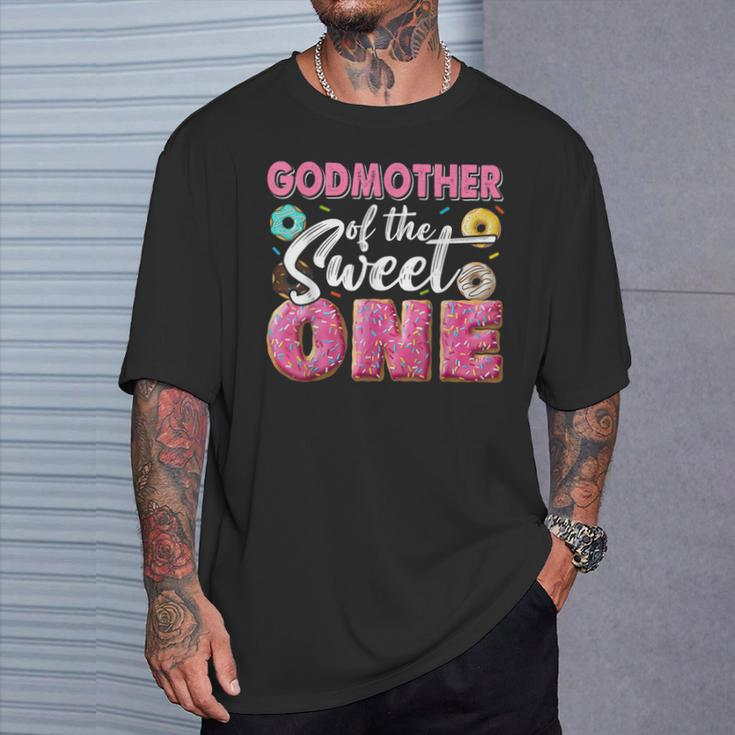 Godmother Of Sweet One 1St Bday Party Matching Family Donut T-Shirt Gifts for Him