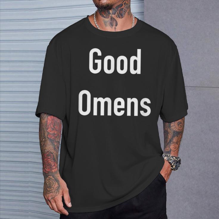 Good Omens Schwarz T-Shirt mit Weißer Schrift Unisex, Engel & Dämon Design Geschenke für Ihn