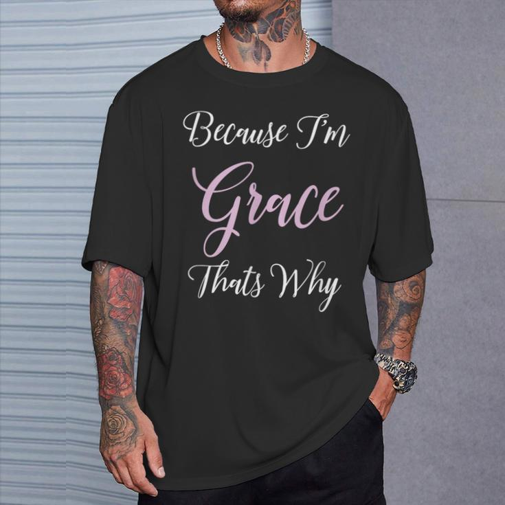 Grace Name Personalized Cute Pink Black Girl T-Shirt Gifts for Him
