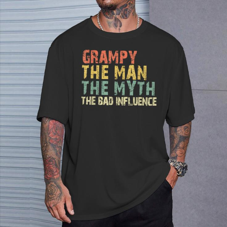 Grampy The Man Myth Bad Influence Vintage T-Shirt Gifts for Him