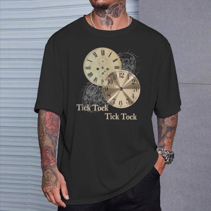 Grandfather Alarm Clock Time Tick Tock Clock Collector T-Shirt Gifts for Him