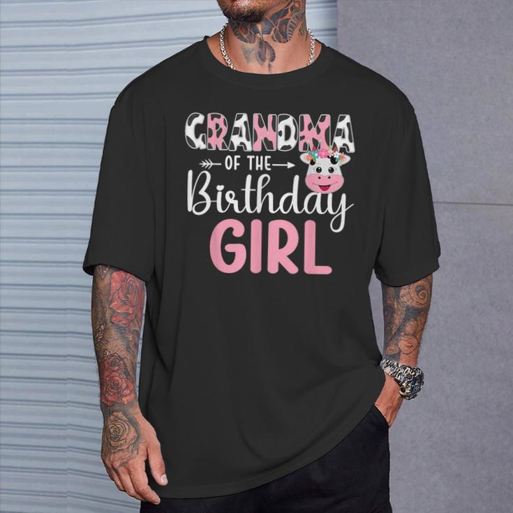 Grandma Of The Birthday Girl Farm Cow Grandma Birthday Girl T-Shirt Gifts for Him