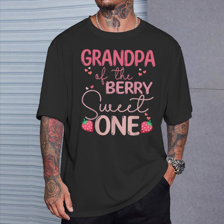 Grandpa Of The Berry Sweet One Strawberry First Birthday T-Shirt Gifts for Him