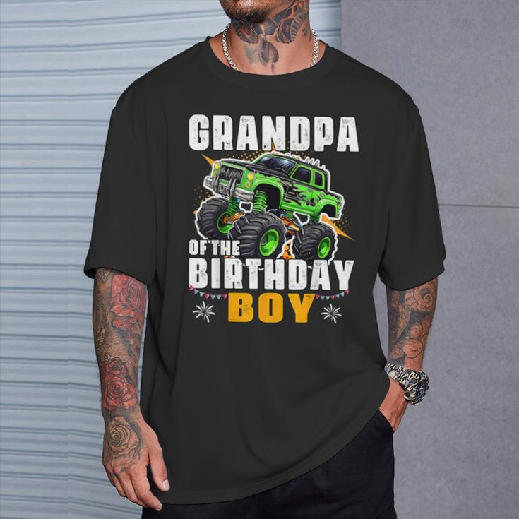 Grandpa Of The Birthday Boy Monster Truck Birthday Family T-Shirt Gifts for Him