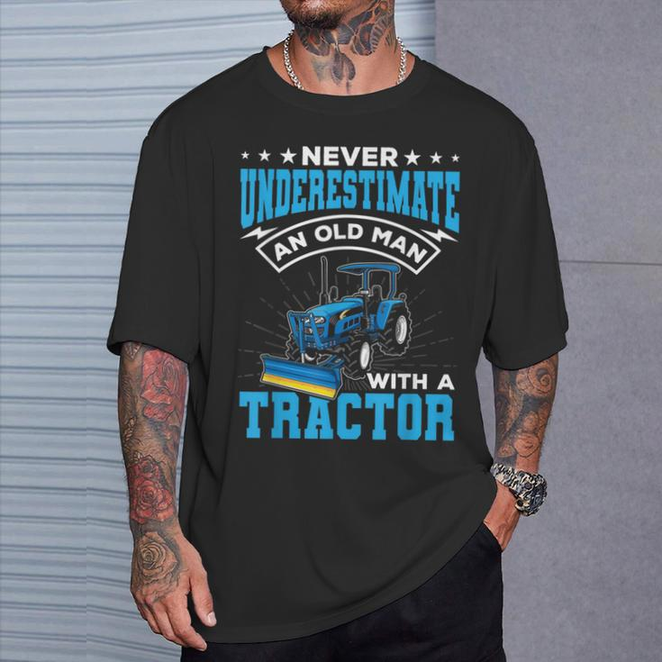 Grandpa Never Underestimate An Old Man With A Tractor T-Shirt Gifts for Him