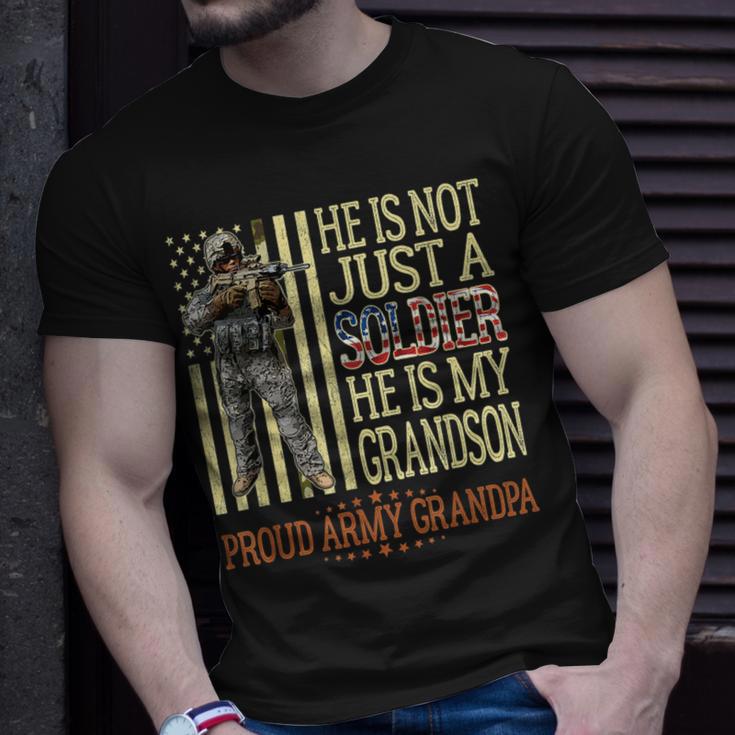 My Grandson Is A Soldier Proud Army Grandpa Grandfather T-Shirt Gifts for Him