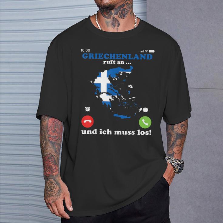 Greece Flag Greece Ruft An Ich Muss Los Greek T-Shirt Geschenke für Ihn