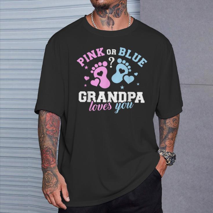 Großvater T-Shirt Pink or Blue, Grandpa Loves You für Geschlechtsenthüllung Geschenke für Ihn