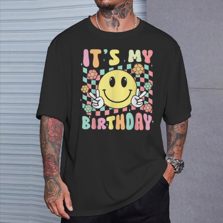 Groovy It's My Birthday Retro Smile Face Bday Party Hippie T-Shirt Gifts for Him