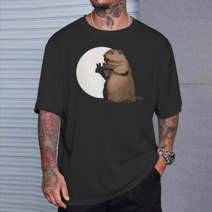 Groundhog Day Shadow Puppet T-Shirt Gifts for Him