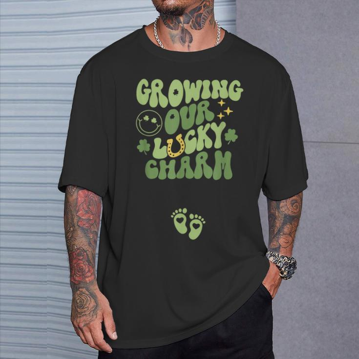 Growing Our Lucky Charm St Patrick's Day Pregnancy Maternity T-Shirt Gifts for Him