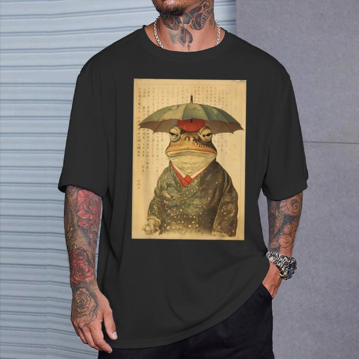 Grumpy Frog Unimpressed Toad Vintage Japanese Aesthetic T-Shirt Gifts for Him