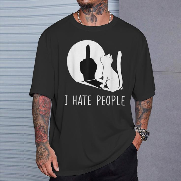 Grumpy Kitten Cats I Don't Like People Cat I Hate People Cat T-Shirt Gifts for Him