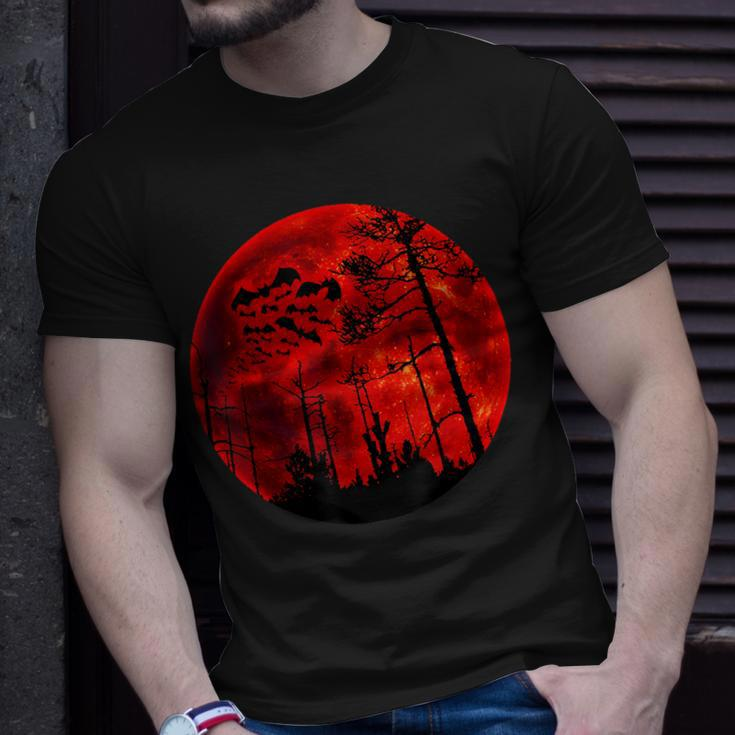 Grunge Bats Flying Gothic Blood Red Moon T-Shirt Gifts for Him