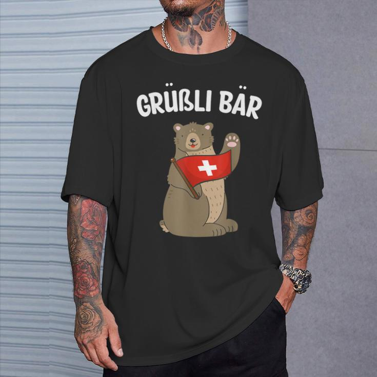 Grüßli Bear Swiss Grüezi Grizzly Bear T-Shirt Geschenke für Ihn