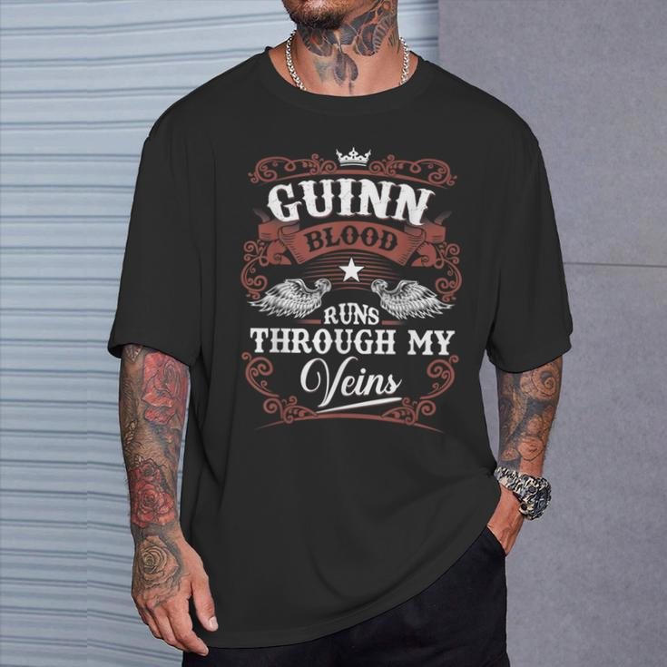 Guinn Blood Runs Through My Veins Vintage Family Name T-Shirt Gifts for Him