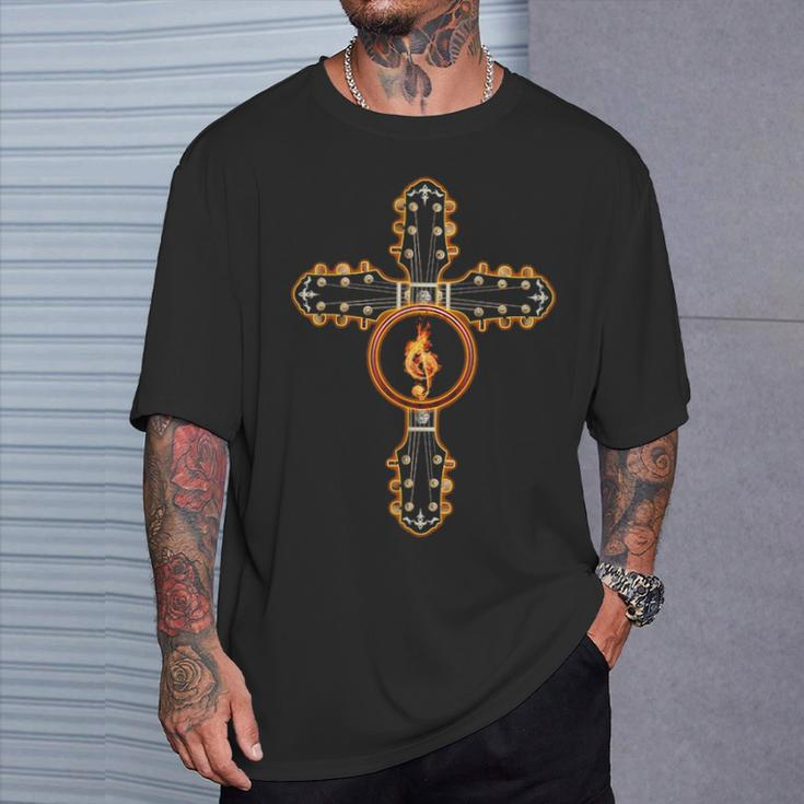 Guitar Cross Symbol T-Shirt Gifts for Him