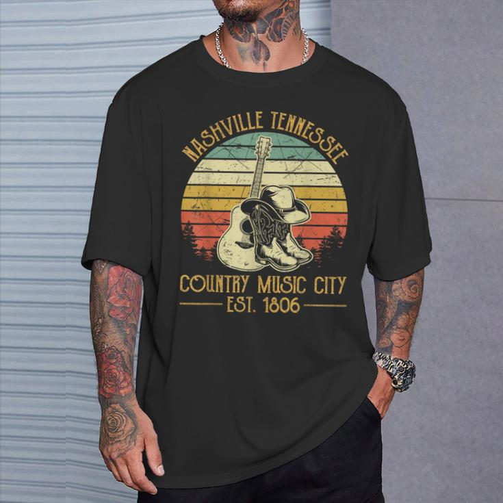 Guitar Guitarist Nashville Tennessee Country Music City T-Shirt Gifts for Him