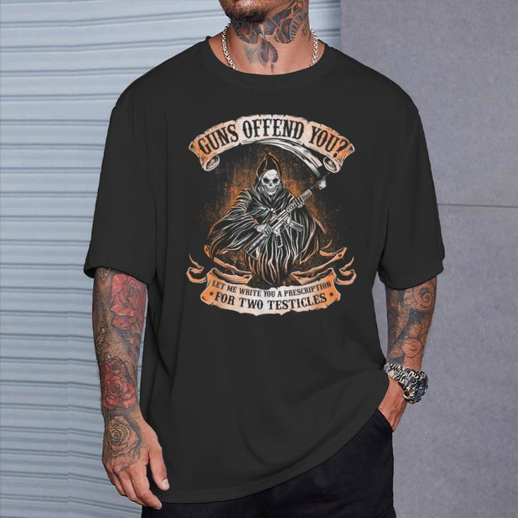 Guns Offend You Grim Reaper 2Nd Amendment Gun Rights T-Shirt Gifts for Him