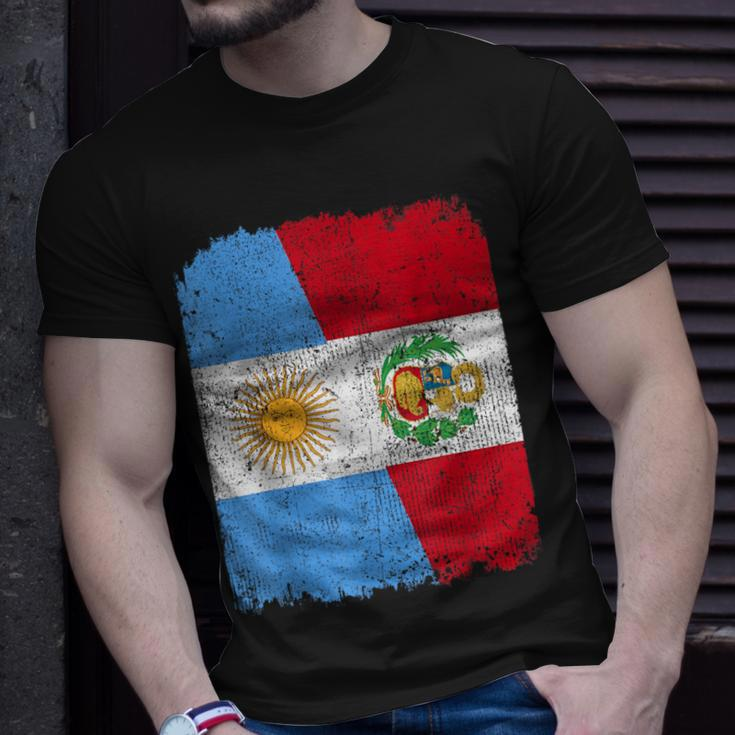Half Argentinian Half Peruvian Flag Heritage Pride Roots T-Shirt Gifts for Him