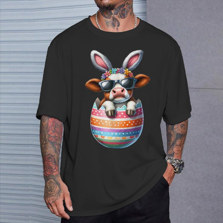 Happy Easter Cute Cow Bunny Ears Eggs Toddler Boy Girl T-Shirt Gifts for Him