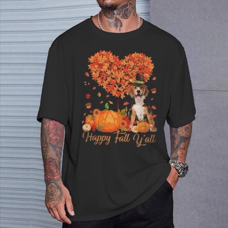 Happy Fall Y'all Beagle Dog Pumpkin Thanksgiving T-Shirt Gifts for Him