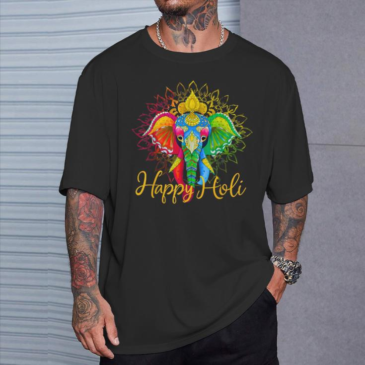 Happy Holi Festival India Colors Elephant Hindu Spring 2024 T-Shirt Gifts for Him