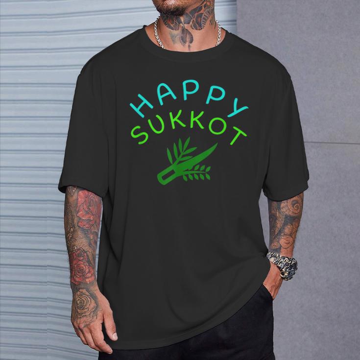 Happy Sukkot Holiday Israel Sukkah Four Species T-Shirt Gifts for Him