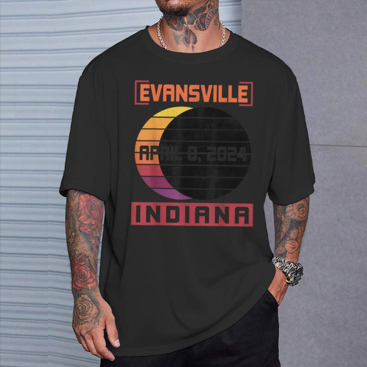 Happy Total Solar Eclipse In Evansville Indiana April 8 2024 T-Shirt Gifts for Him