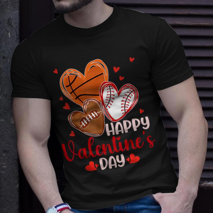 Happy Valentines Day Basketball Baseball Football Boys Mens T-Shirt Gifts for Him
