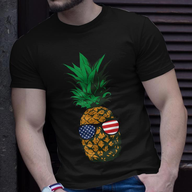 Hawaiian Pineapple American Flag Sunglasses 4Th Of July T-Shirt Gifts for Him
