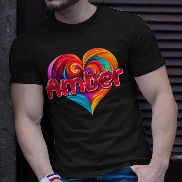 I Heart Love Amber First Name Colorful Named T-Shirt Gifts for Him