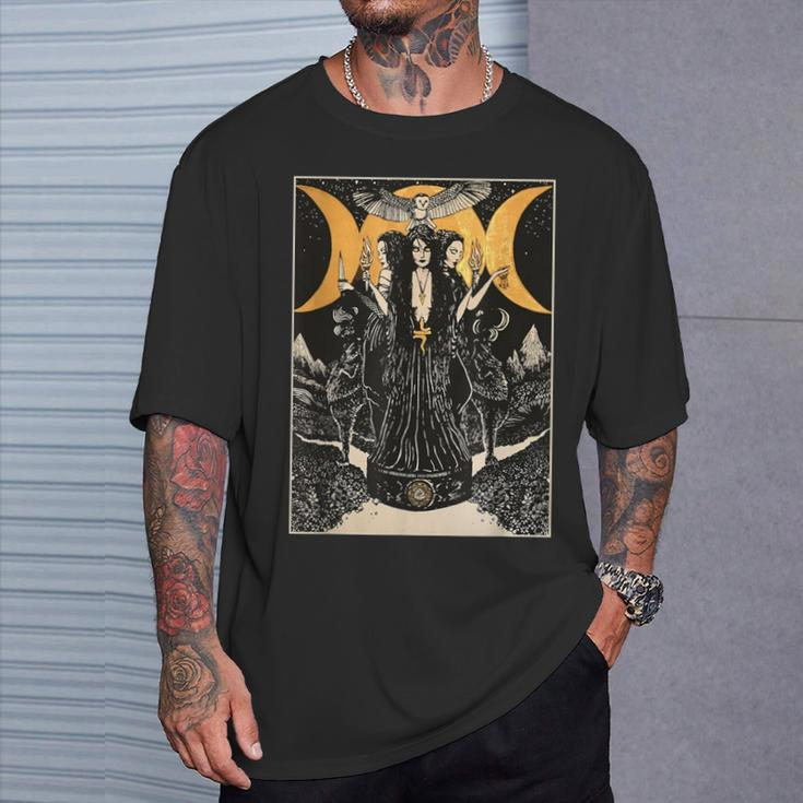 Hecate Triple Moon Goddess Wiccan Wicca Pagan Witch T-Shirt Gifts for Him