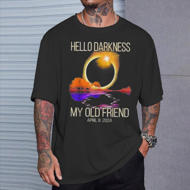 Hello Darkness My Old Friend Eclipse Solar April 08 2024 T-Shirt Gifts for Him