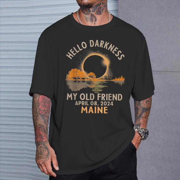 Hello Darkness My Old Friend Total Solar Eclipse 2024 Maine T-Shirt Gifts for Him