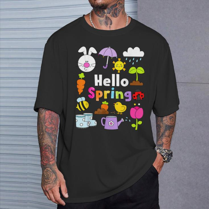 Hello Spring And Easter Day 2024 Bunny Hello Spring Toddler T-Shirt Gifts for Him