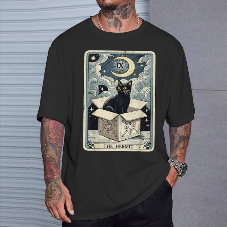 The Hermit Tarot Card Cat In Box Mystic Cat T-Shirt Gifts for Him