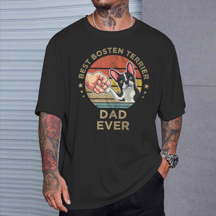 Herren Best Bosten Terrier Dad Ever Hund Bostie Papaateratertag T-Shirt Geschenke für Ihn