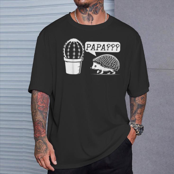 Herren Geschenkidee Papa Kaktus Igel Lustiges Grafikdesign T-Shirt Geschenke für Ihn