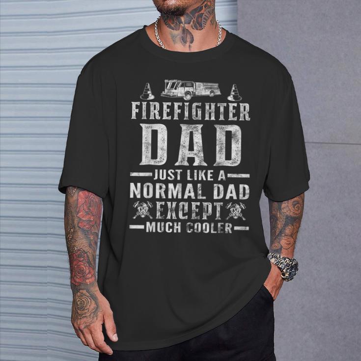 Herren Ich Bin Ein Feuerwehrvater Wie Ein Normaler Papa Aberiel Cooler T-Shirt Geschenke für Ihn