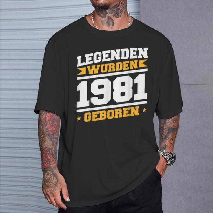 Herren Legenden 1981 Geboren 40 Geburtstag Jahre Spruch Papaater T-Shirt Geschenke für Ihn