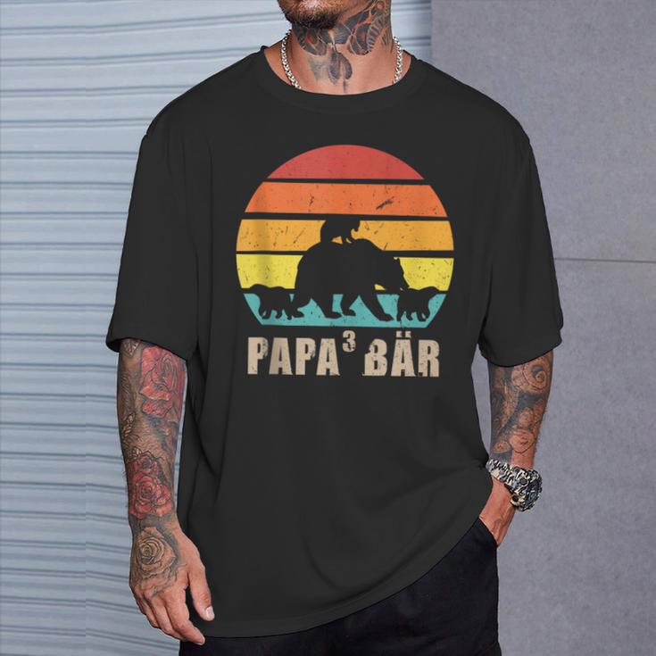 Herren Papa 3 Bär Bär Papa 3 Kinder T-Shirt Geschenke für Ihn